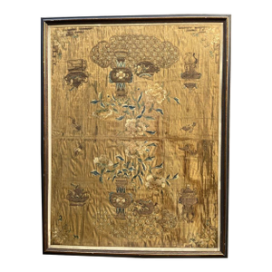 Antique Chinese Silk Embroidery Panels Framed