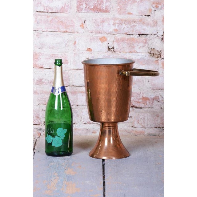 Art Deco Standing Champagne Cooler in Brass and Copper, France, 1920s For Sale - Image 12 of 14