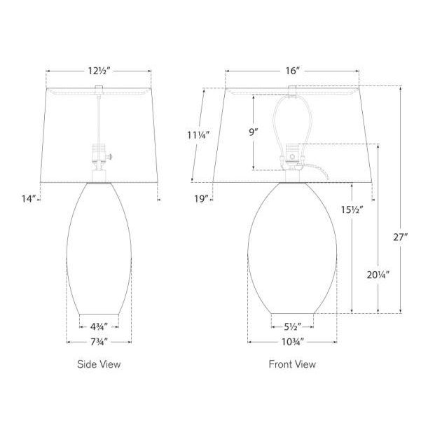 Modern Chapman & Myers for Visual Comfort Signature Myla Medium Wide Table Lamp in Clear Glass with Linen Shade For Sale - Image 3 of 3