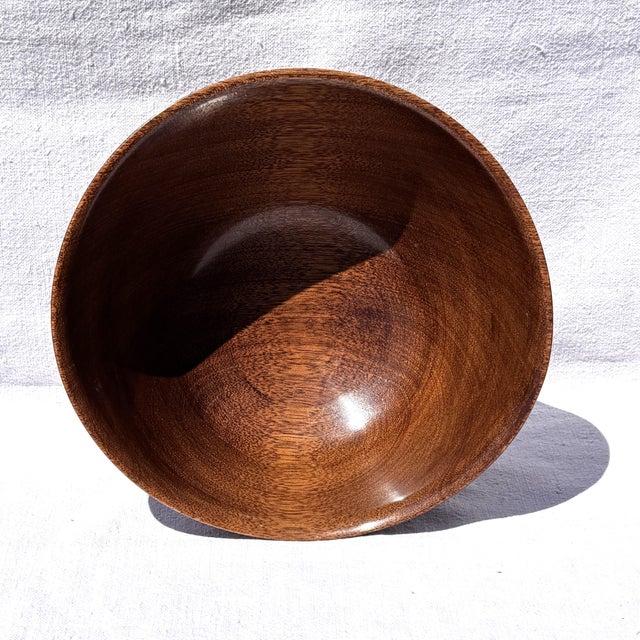 Mid-Century Modern Mid-Century Mahogany Bowl Centerpiece With Sterling Silver Base For Sale - Image 3 of 10
