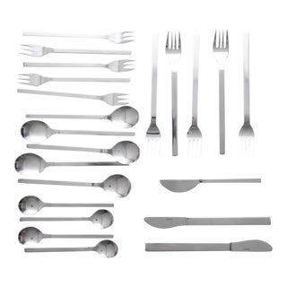 Vintage Peter Raacke "Mono A" Stainless Steel Flatware – 22-Piece Partial Service / Expansion Lot For Sale