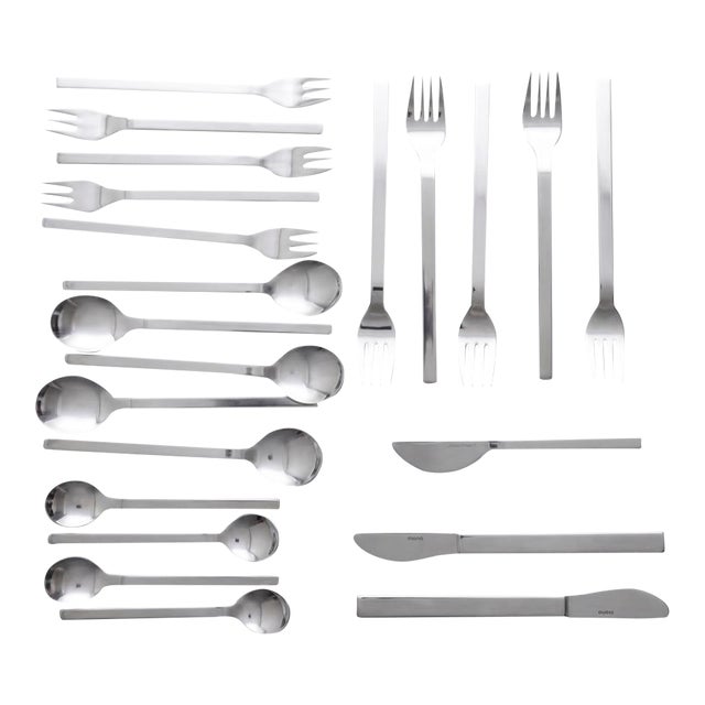 Vintage Peter Raacke "Mono A" Stainless Steel Flatware – 22-Piece Partial Service / Expansion Lot For Sale
