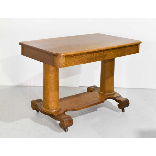 Arts & Crafts Antique American Arts & Crafts Mission Oak Library Table For Sale - Image 3 of 12