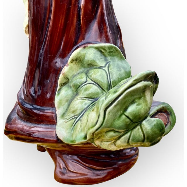 An Art Nouveau Plums Design Majolica Amphora Vase For Sale - Image 4 of 17