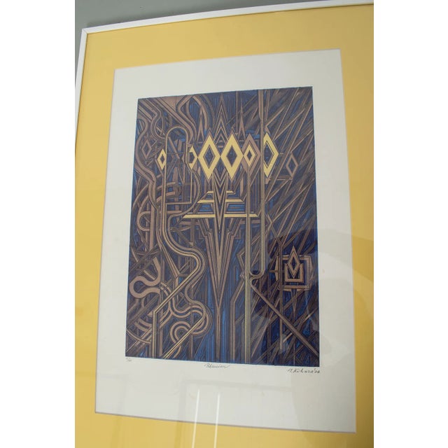 Yasuyuki Kihara print art 'reunion'. This Japanese artist made this signed print in 1974. This is the first print of 40....