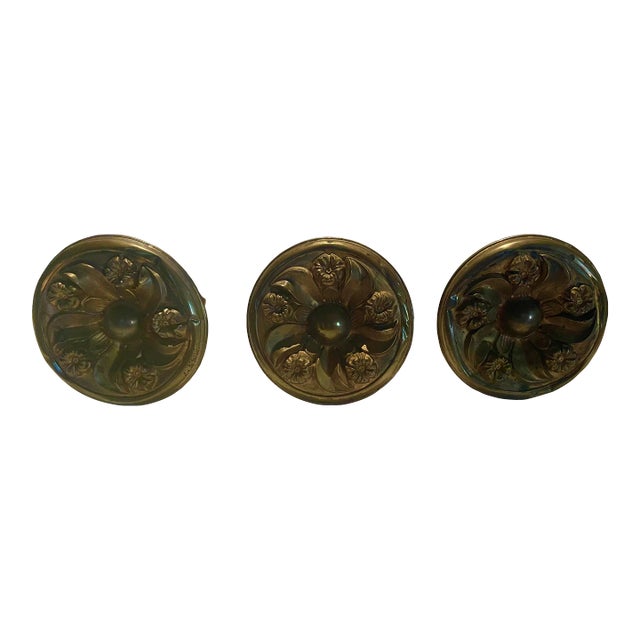 Antique Brass Curtain Tiebacks- Set of 3 For Sale