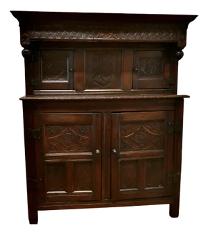 French Carved Oak Court Cupboard, 1696