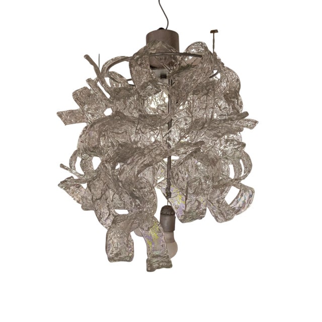 Vintage Three-Light Glass Chandelier, 1960 For Sale - Image 3 of 6