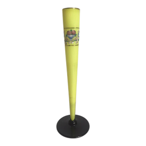 Antique Czech Bohemian Glass Bud Vase Tango Flute Yellow Art Deco LDB & Co