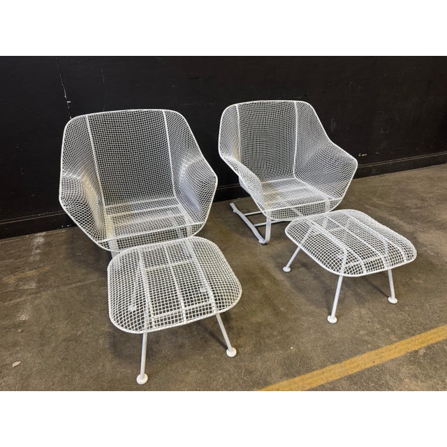 Pair of 1950’s Russell Woodard Sculptural Spring Chairs With Ottoman Set, 4 Pieces, Attributed For Sale - Image 11 of 11