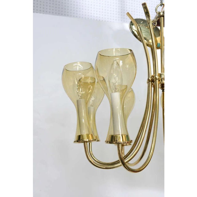 1970s Brass Chandelier For Sale - Image 4 of 10