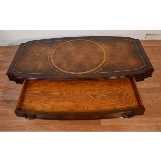 1930s 1930 Weiman English Regency Mahogany Leather Top Set Coffee Table & Side Tables For Sale - Image 5 of 18