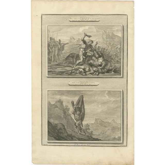 Baroque Pieter Mortier, Samson with the Jawbone and Samson Carries the Gates of Gaza, 1700, Engraving For Sale - Image 3 of 12