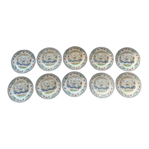 Set of 10 Antique English Farmers Arms Plates 6.125 Inch British Transferware B LTD England Rustic Tableware 1900-1920