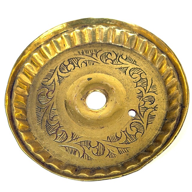 Metal Large Dutch Baroque Engraved & Pierced Brass Chamber Candlestick Ventilated Base For Sale - Image 7 of 18