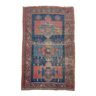 Antique Tribal Caucasian Kazak Geometric Rug, 4.4 x 6.9 For Sale