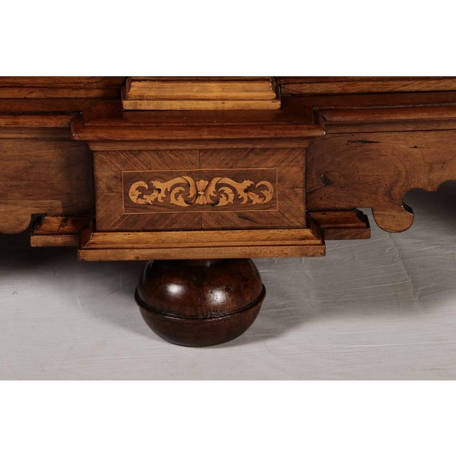 Antique Baroque Walnut Cabinet with Pilasters, Corinthian Capitals and Inlays, Vienna, Austria, 1750s For Sale - Image 16 of 18