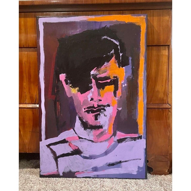 Abstract Original Abstract Male Portrait Painting by Don Shearer, 30" X 20" For Sale - Image 3 of 8
