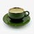 Empire Green Espresso Cups with Gold Trim by Helvetia Express, 1970s, Set of 10 For Sale - Image 3 of 9