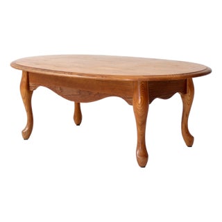 Vintage Oak Oval French Provincial Coffee Table For Sale