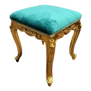 Louis XV Giltwood Gold Leaf Stool Chair Ottoman For Sale