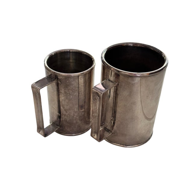 St. James 1980s Mid-Century Modern St. James Brazil Silver-Plated Tankards - Pair, Water Mugs For Sale - Image 4 of 11