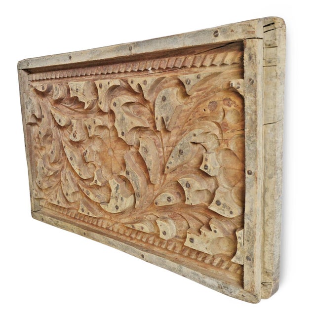 Authentic early 1900's large wood print block panel from northern India. Originally used to print textiles. Hand carved...