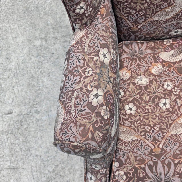 Vintage Hickory Chair Co Wingback William Morris Strawberry Thief Fabric For Sale - Image 15 of 18
