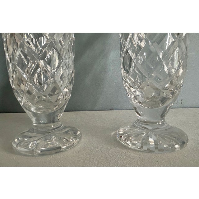Vtg. Waterford Pair of Crystal Footed Kinsale 7" Bud Flower Vase For Sale - Image 11 of 11