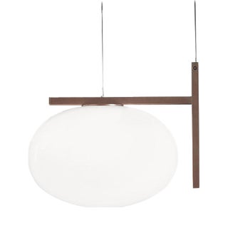 Bronze Soto Alba One Arm Suspension Lamp with Glass by Mariana Pellegrino for Oluce For Sale