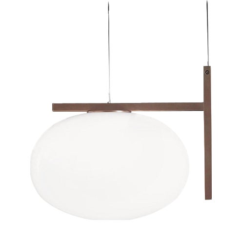 Bronze Soto Alba One Arm Suspension Lamp with Glass by Mariana Pellegrino for Oluce For Sale