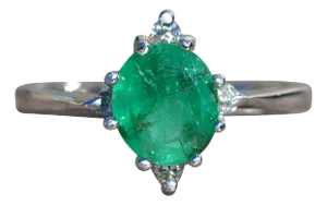 The Goodwater: Ladies 14K Emerald and Diamond Engagement Ring