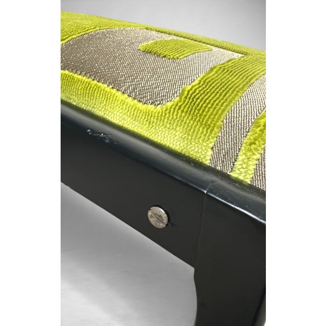 Mid 20th Century Paolo Buffa Style Pair of Wooden Benches Upholstered Designers Guild Fabric For Sale - Image 11 of 18