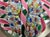 Pink Vintage Hand Blown Italian Murano Art Studio Glass Millefiori Paperweight Ribbon For Sale - Image 8 of 13