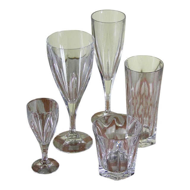 1990s Marvelous 5 Pc Crystal Set Designed for Renwick & Clarke For Sale