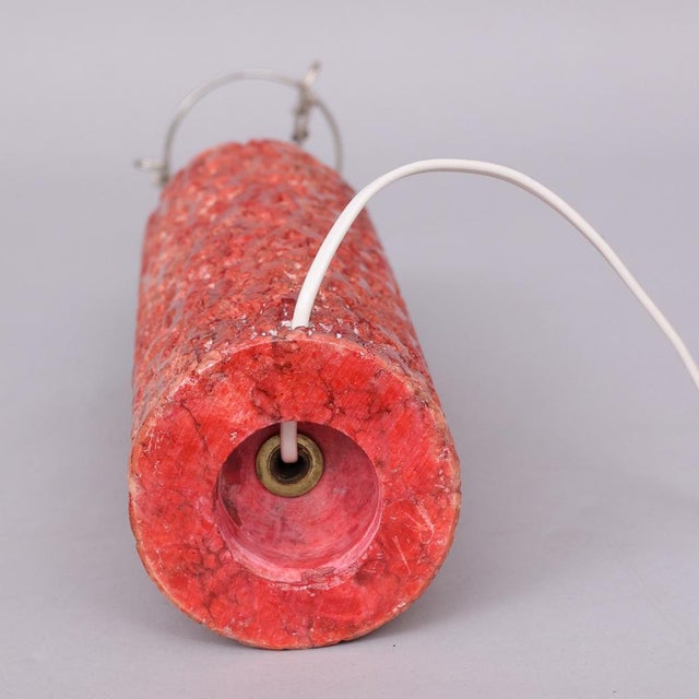 1950s Sculpted and Textured Pink Marble Lamp, Italy, 1950s For Sale - Image 5 of 6