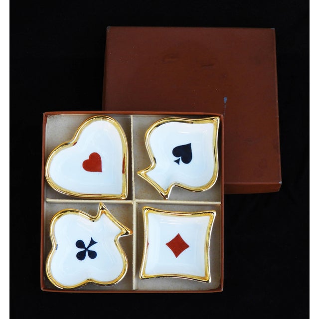 Ceramic French Porcelain Playing Card Themed Ashtrays, Limoges, 1960s, Set of 4 For Sale - Image 7 of 12