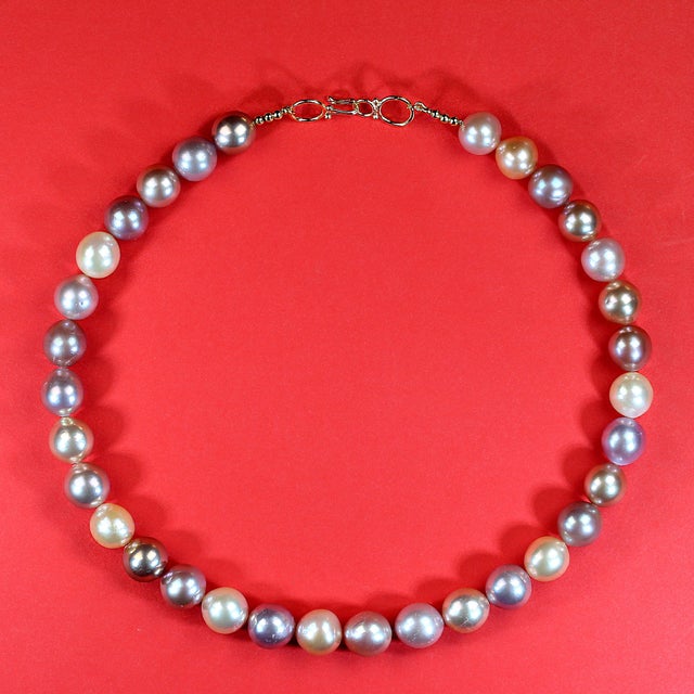 Ajd 18.5 Inch Multi Tone Magnificent 12 MM Pearl Necklace For Sale - Image 4 of 5