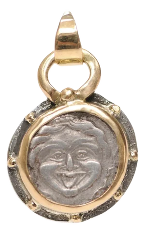 15th Century & Earlier Hemidrachm Pendant, with 18K & Silver Trim