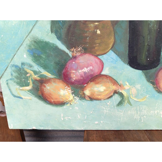 Large French Original Oil Painting 1962 by Angelina Lavernia For Sale - Image 10 of 11
