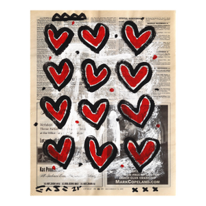 Love Times Twelve - Original Pop Street Art Acrylic Painting on Newspaper by Gary John