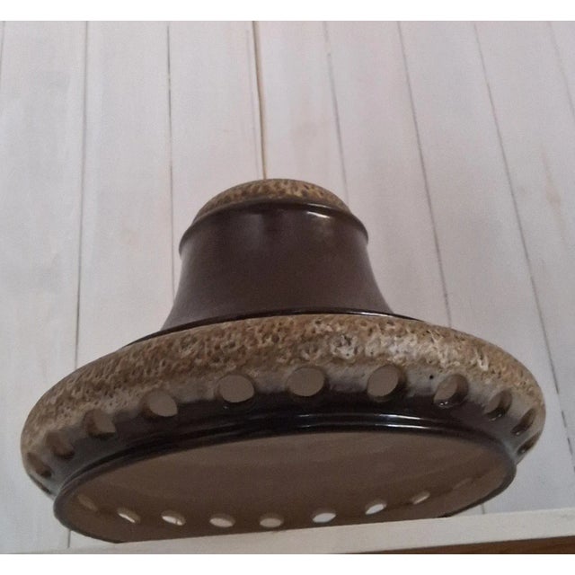 Vintage German Pendant Lamp with Brown-Beige Ceramic Shade, 1970s For Sale - Image 6 of 7