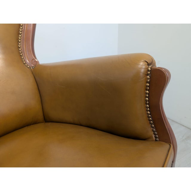 Chippendale Leather Armchair, 1960s For Sale - Image 12 of 18