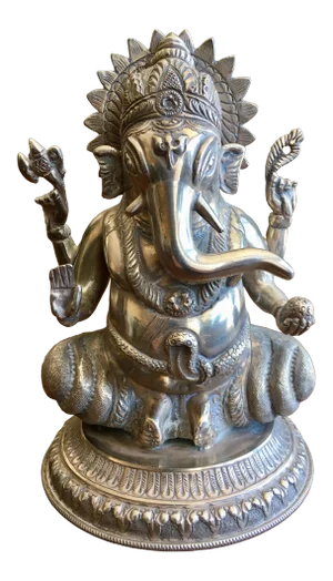 19th Century Vintage Sterling Silver Ganesh Figurine