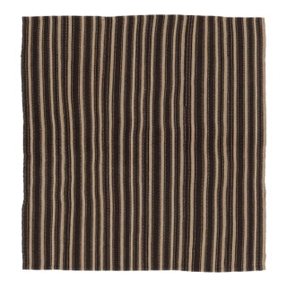 Vintage Persian Striped Kilim in Brown and Beige Geometric Stripes - Rug & Kilim For Sale