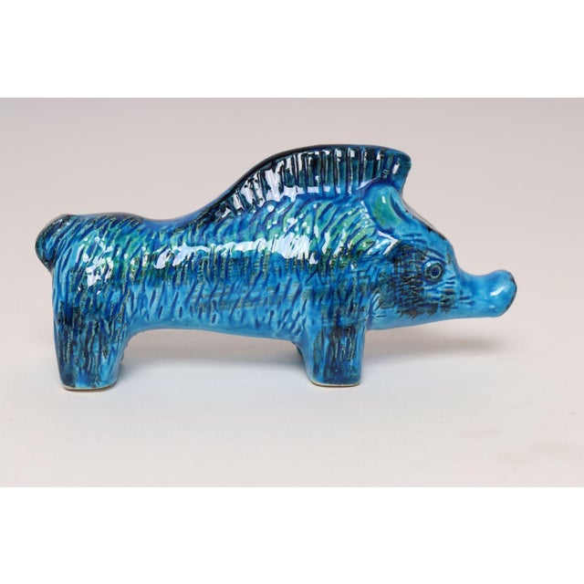Ceramic Vintage Italian Rimini Blu Ceramic Boar by Aldo Londi for Bitossi For Sale - Image 7 of 13
