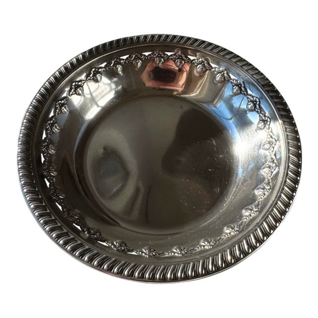 Mid 20th Century Reed & Barton X473 Sterling Silver Bowl With Floral Repoussé Rim For Sale
