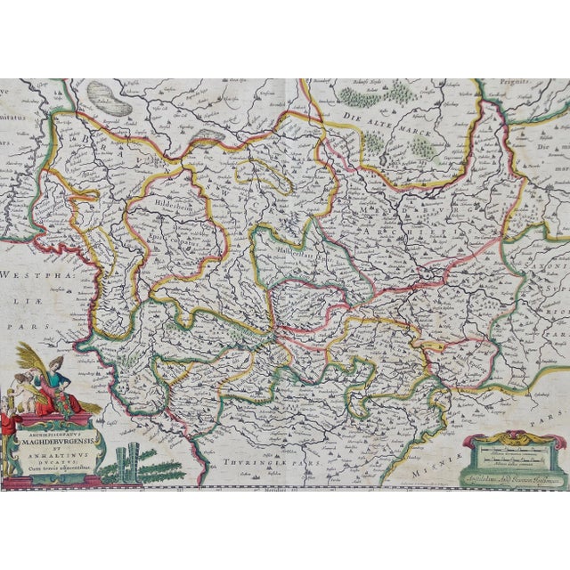 17th Century West Germany: Original Hand Colored 17th Century Map by Johannes Janssonius , 1640 For Sale - Image 5 of 5