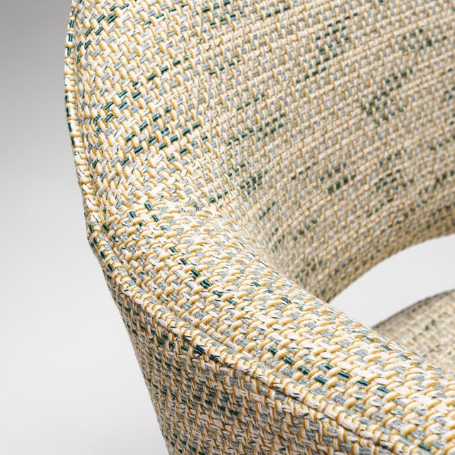 1960s Model 71 Dining Chair in Green-Yellow Pierre Frey Fabric by Eero Saarinen for Knoll, 1960s For Sale - Image 5 of 12