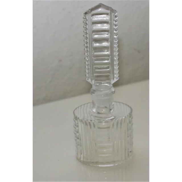 1930s Art Deco Czech Clear Cut Glass Round Perfume Bottle For Sale - Image 13 of 13